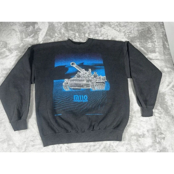 Vintage M110 Howitzer Tank Crewneck Sweatshirt 100% Cotton XL - Picture 1 of 9